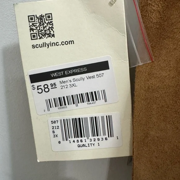 Scully Tan Men’s Suede Vest - Picture 3 of 3